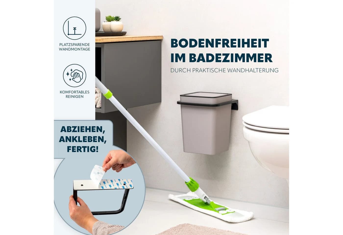 bremermann Kosmetikeimer eckig mit Wandhalterung Grau - Bild 3