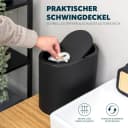 eluno Kosmetikeimer oval mit Schwingdeckel Schwarz 6 Liter Bild 4