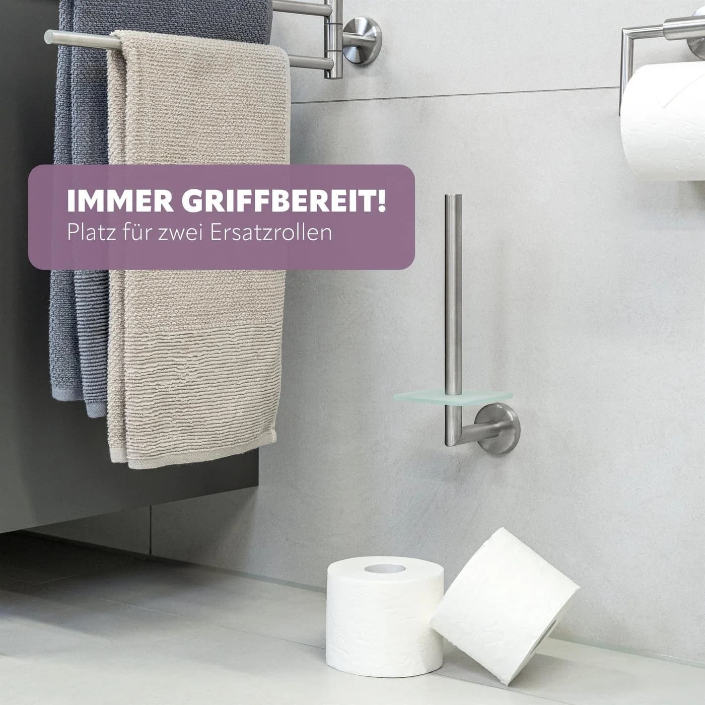 bremermann Toilettenpapierhalter PIAZZA mit Glasboden Edelstahl Matt - Bild 5