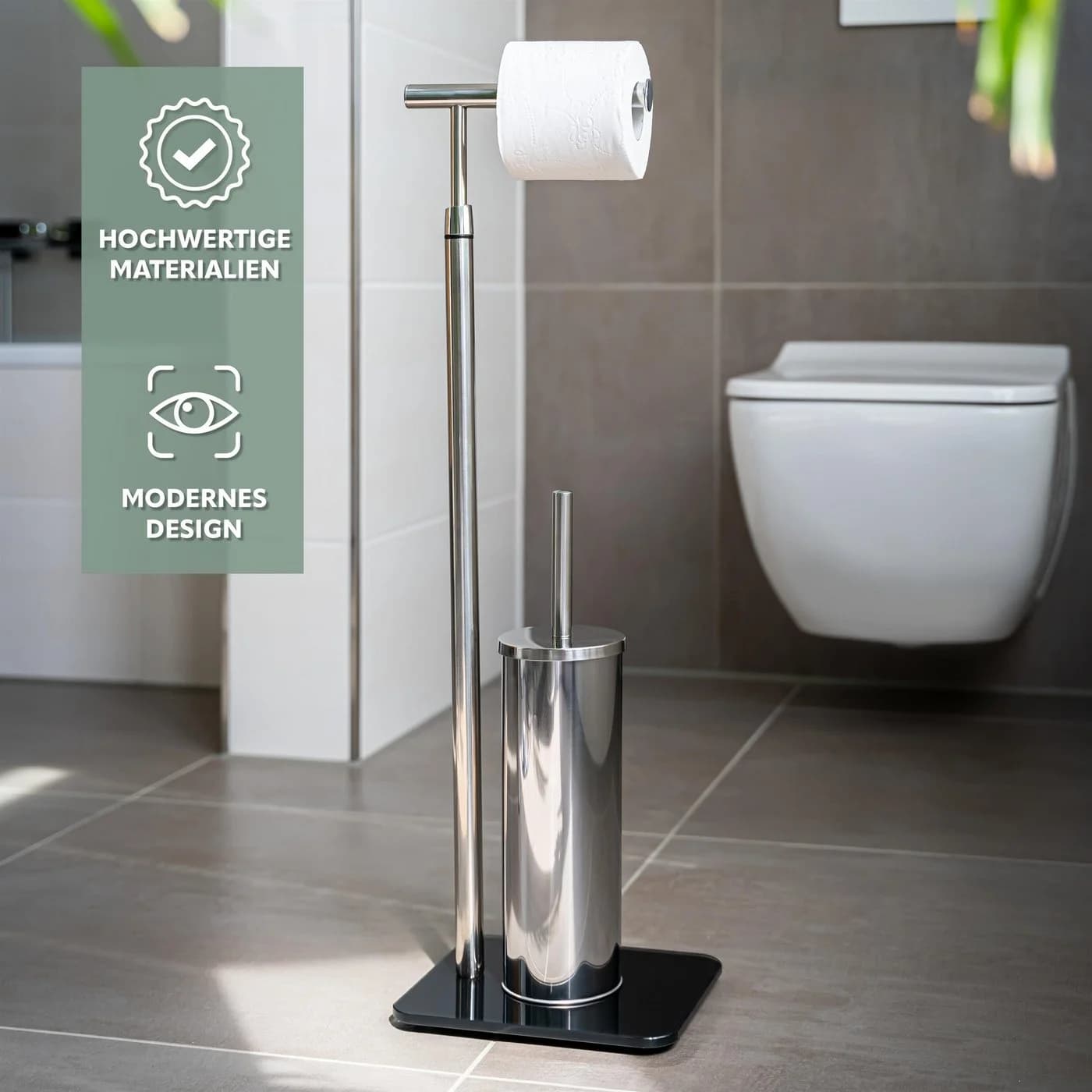 bremermann Stand-WC-Garnitur 2in1 Edelstahl Schwarz - Bild 5