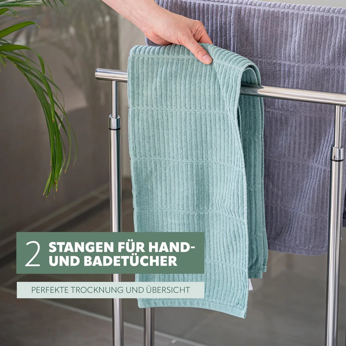 bremermann Handtuchhalter Freistehend 2 Stangen Edelstahl Glas - Bild 3