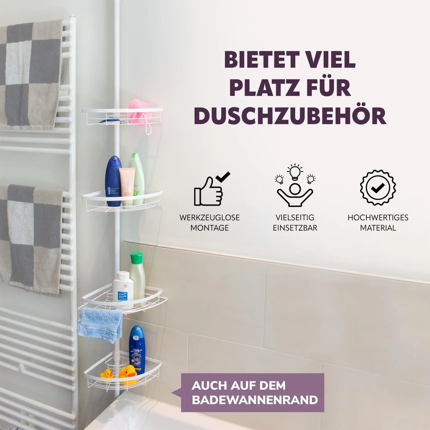 bremermann Teleskop-Eckregal 4 Körbe Weiß - Bild 4
