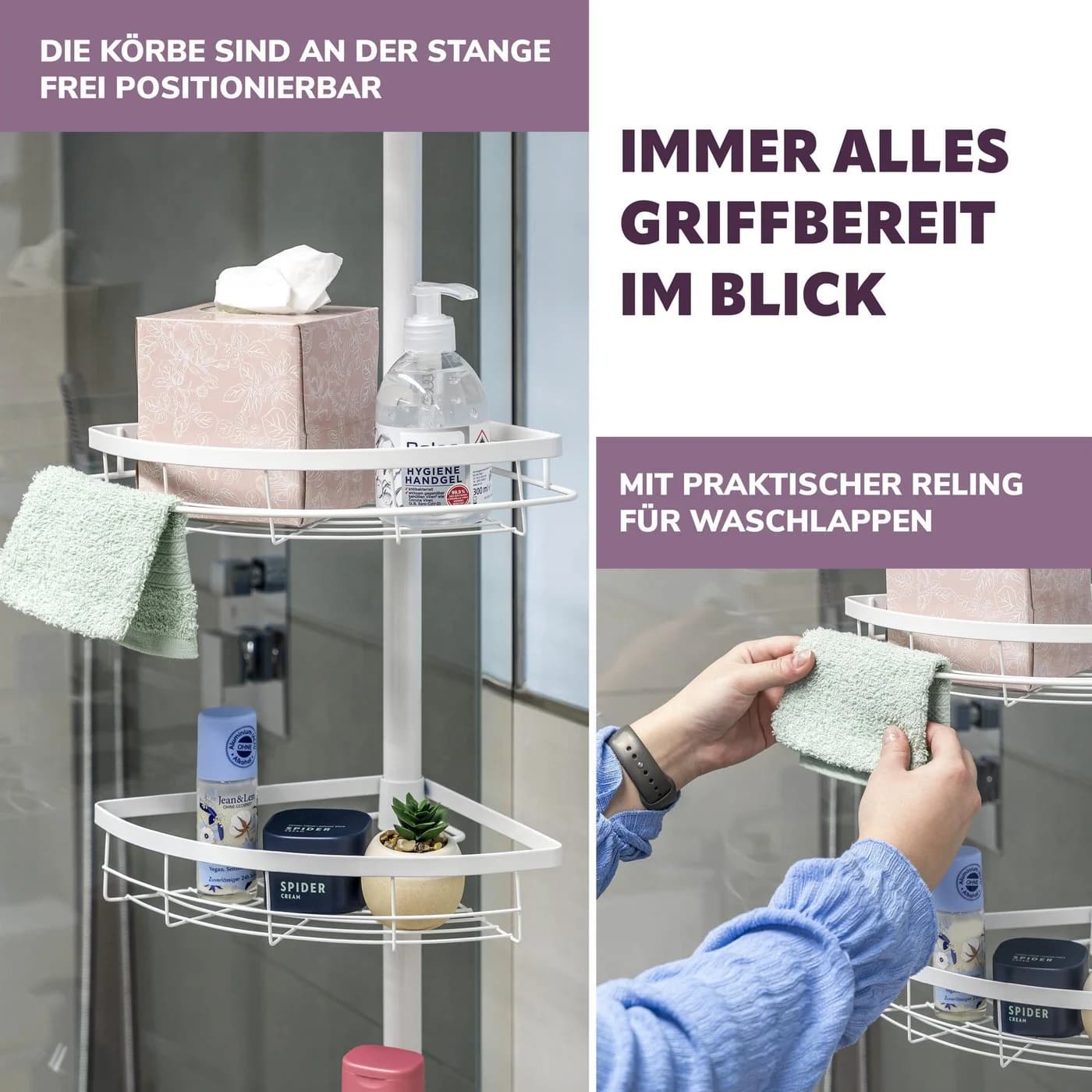 bremermann Teleskop-Eckregal 4 Körbe Weiß - Bild 5