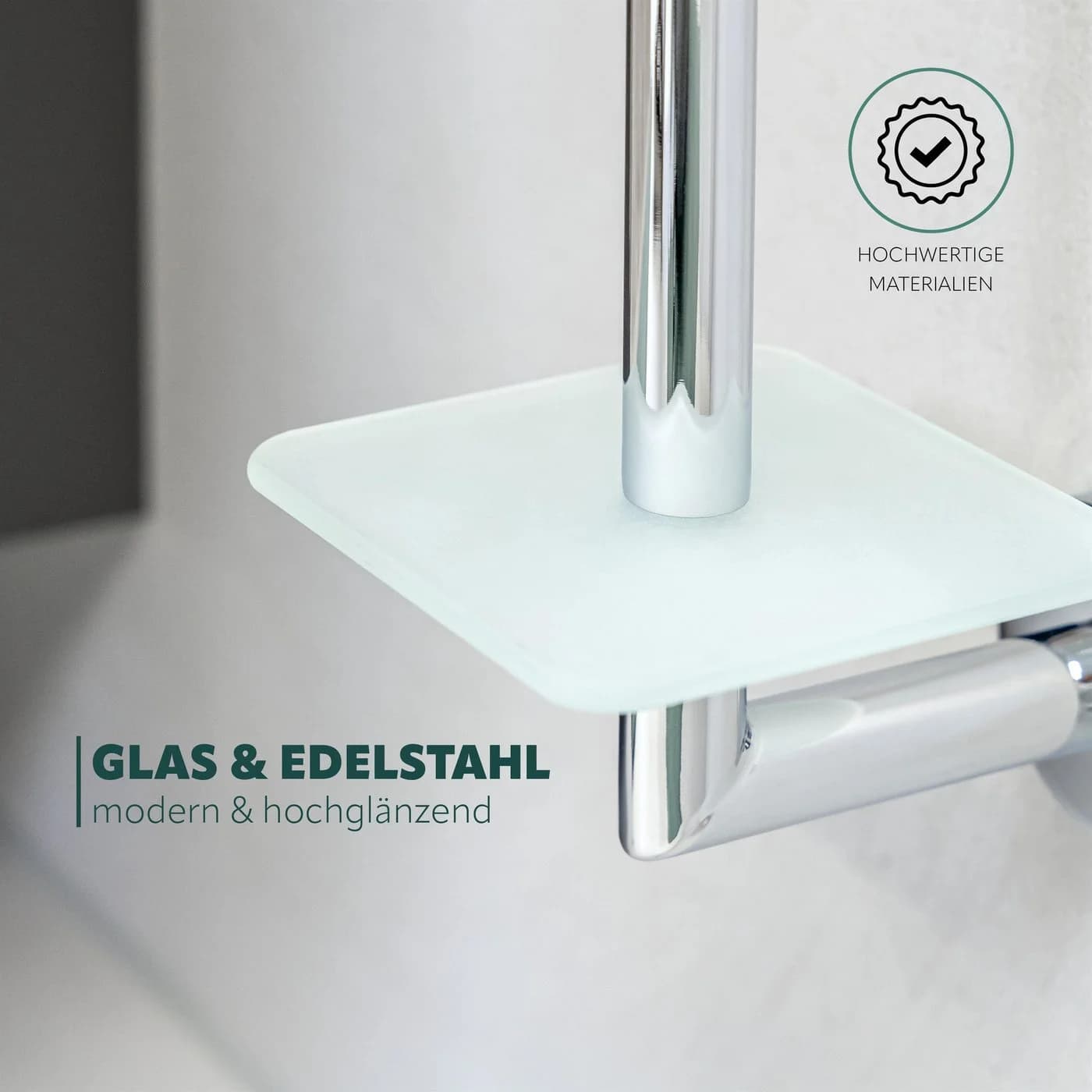 bremermann Toiletten-Ersatzrollenhalter LUCENTE Glas Edelstahl Silber - Bild 4