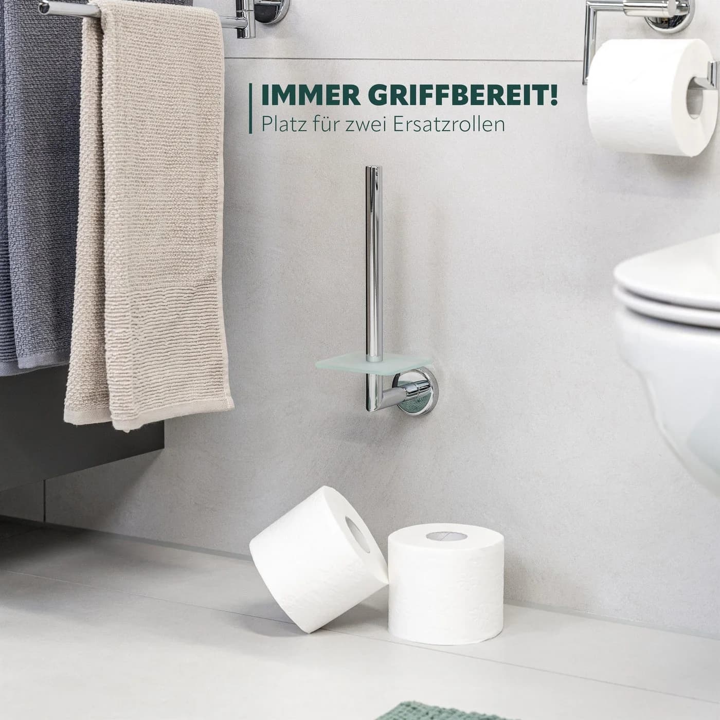 bremermann Toiletten-Ersatzrollenhalter LUCENTE Glas Edelstahl Silber - Bild 5