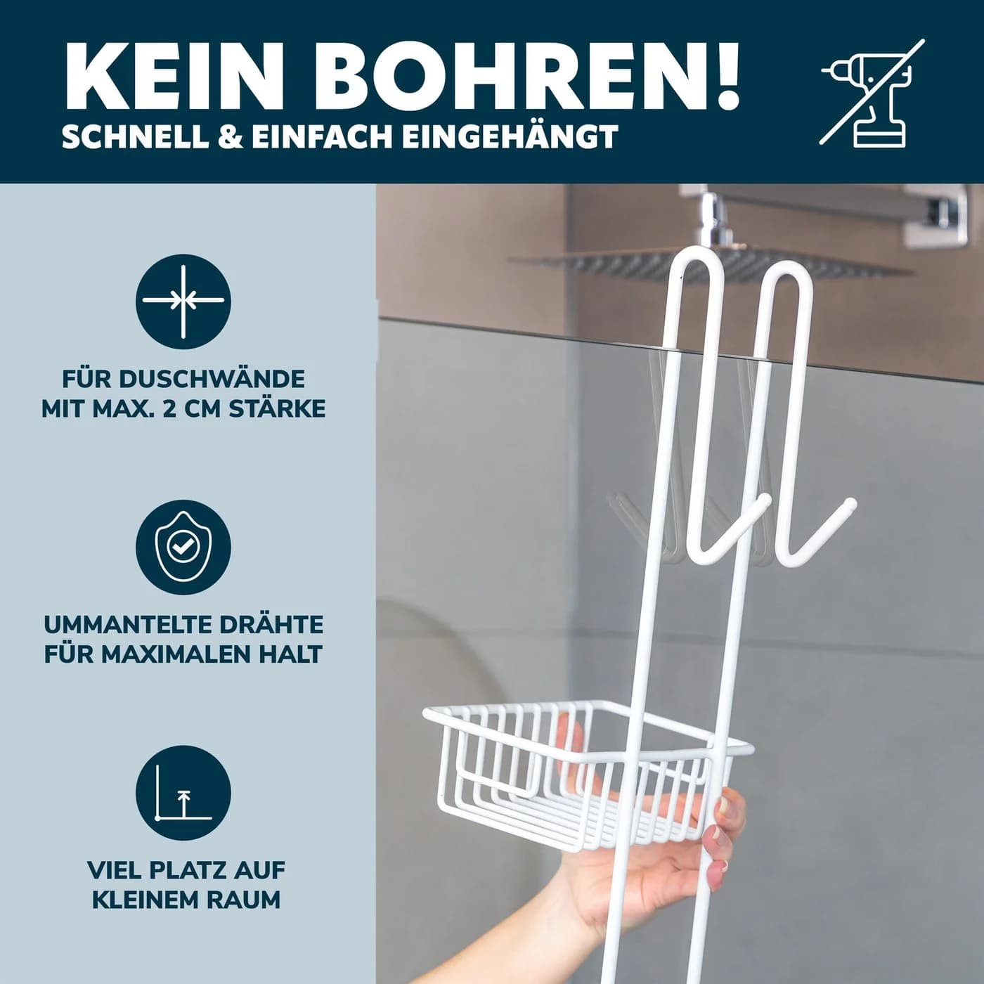 bremermann Duschregal 2 Körbe Weiß Hängeregal - Bild 3