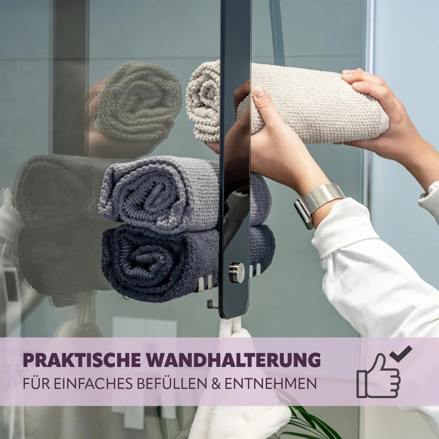 bremermann Handtuchhalter 2in1 PIAZZA Schwarz Glas Edelstahl Matt - Bild 4