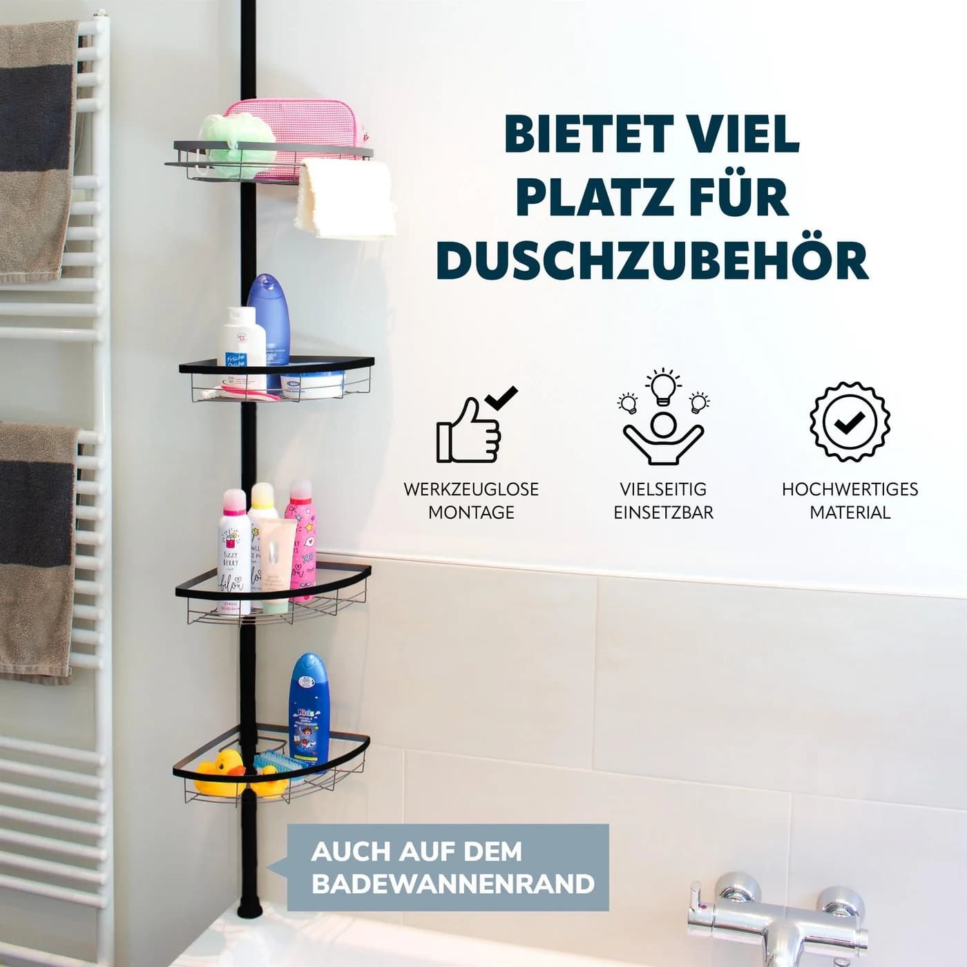 bremermann Teleskop-Eckregal 4 Körbe Schwarz Bohrfrei - Bild 4