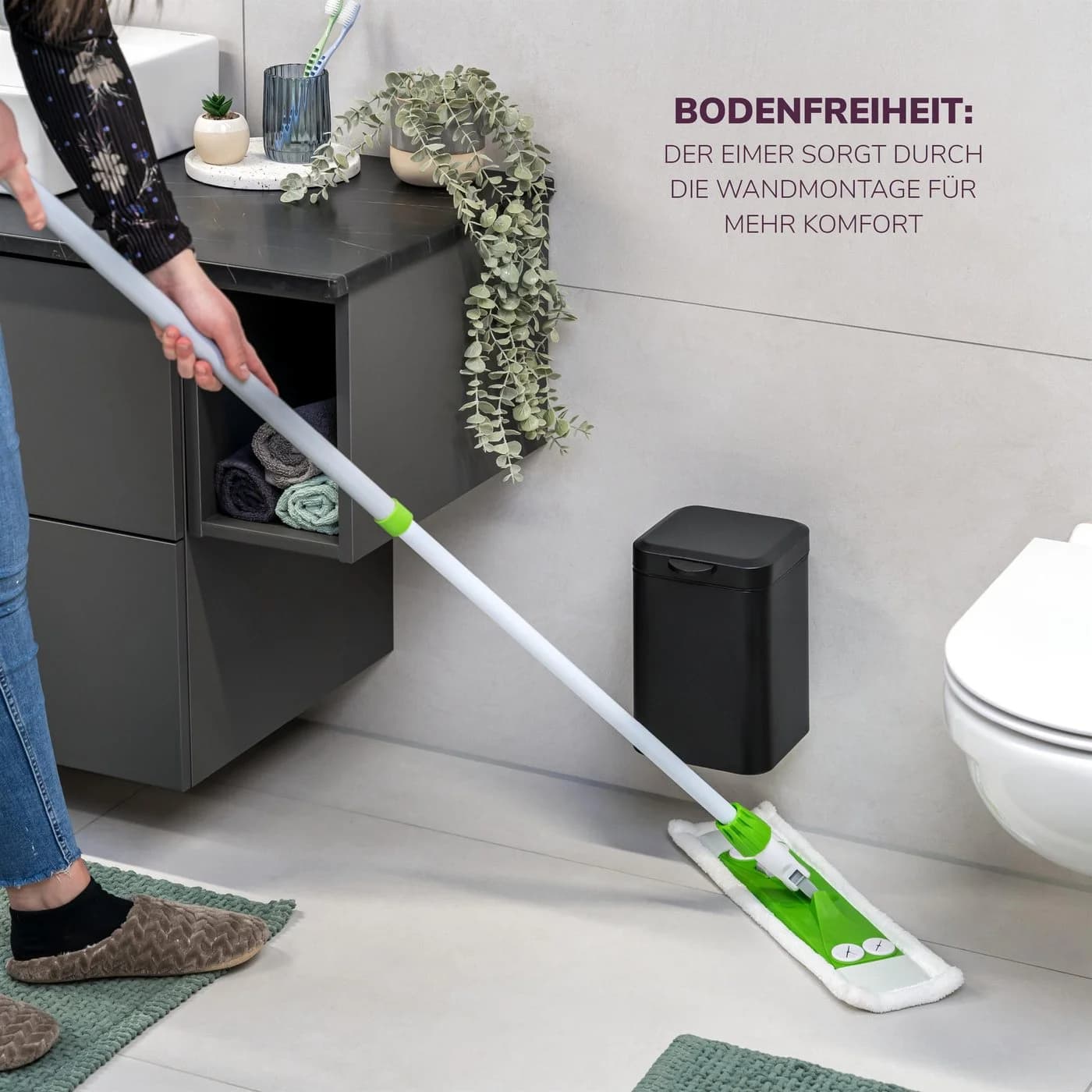 bremermann Wand-Kosmetikeimer Schwarz Softclose 3 Liter - Bild 4