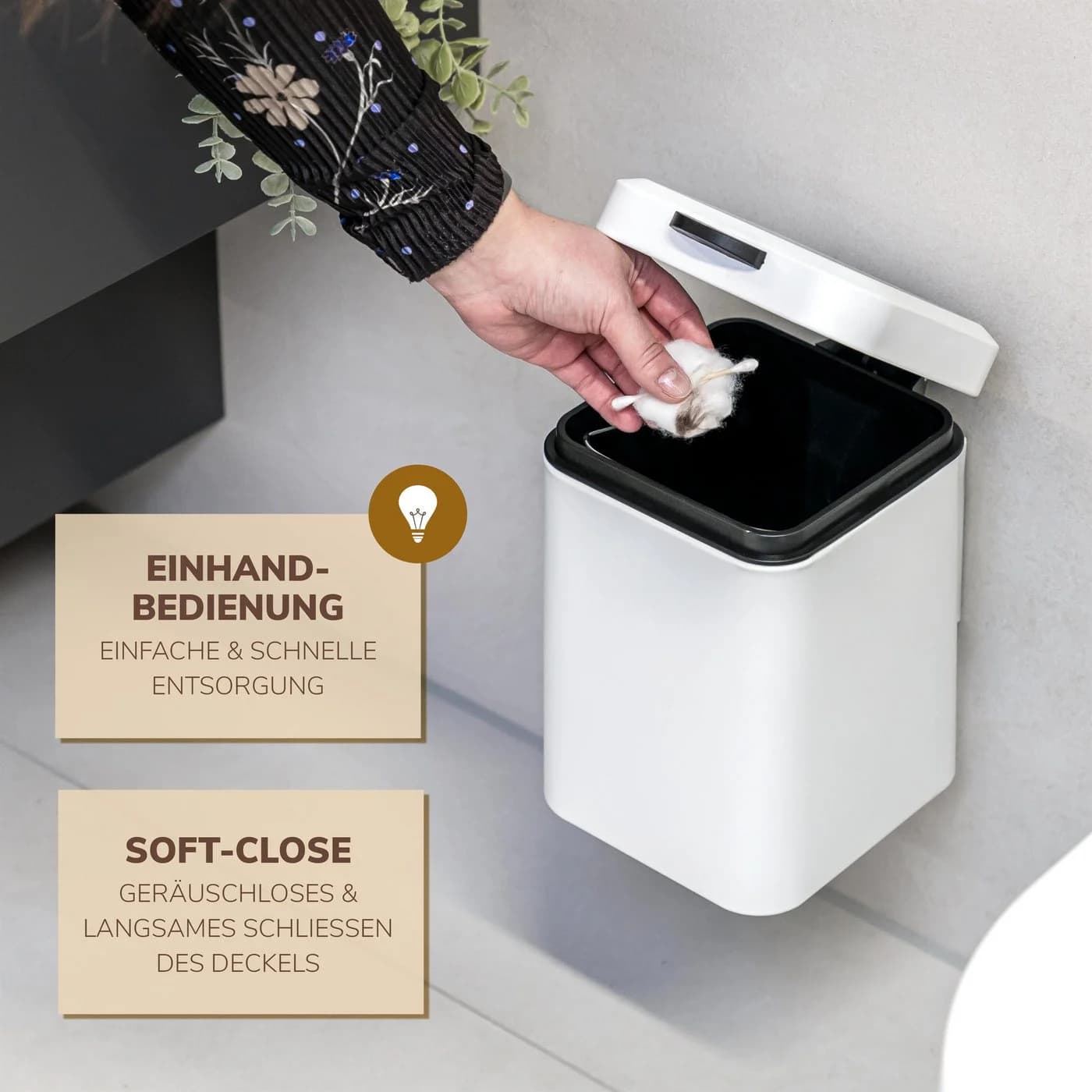 bremermann Wand-Kosmetikeimer 3L Softclose Weiß - Bild 5
