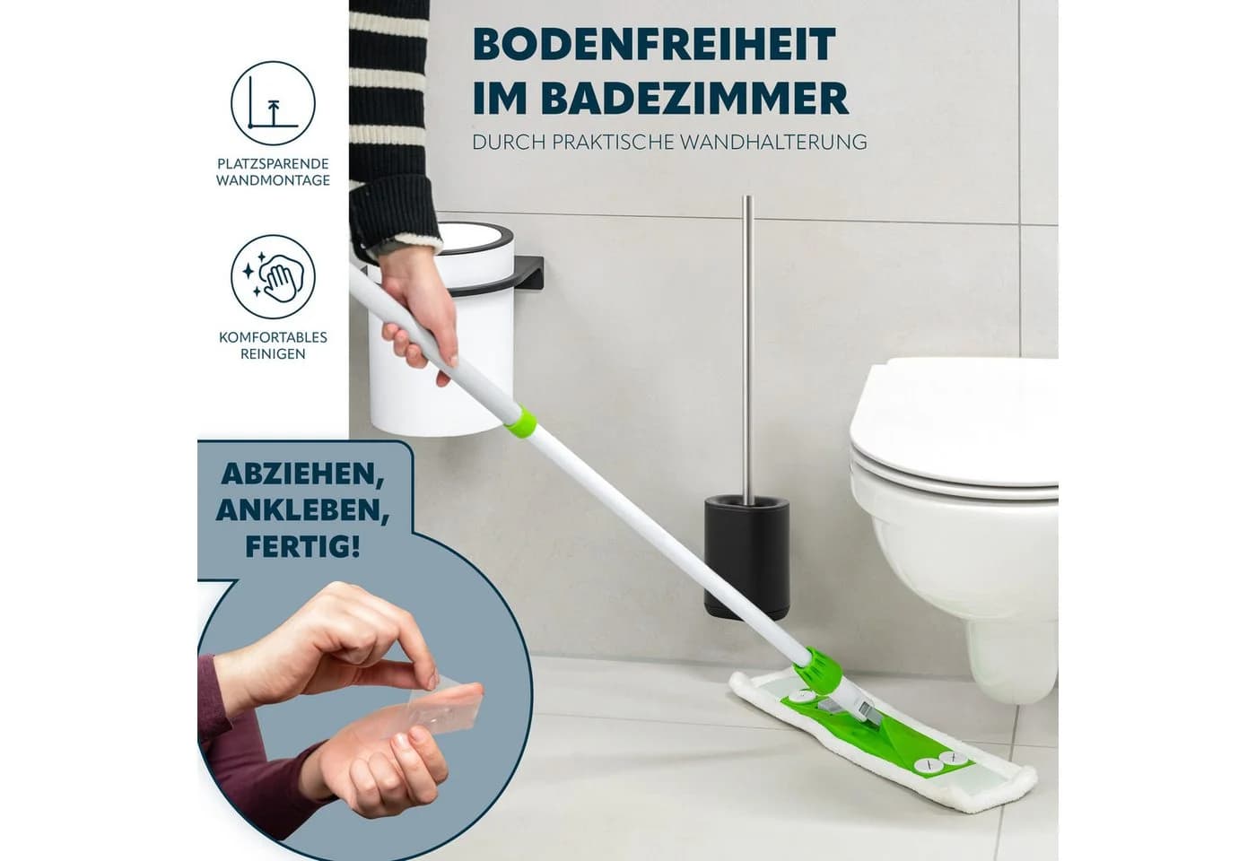 bremermann WC-Garnitur BARBENA mit flexibler 3in1 TPR-Bürste, schwarz/silber - Bild 5