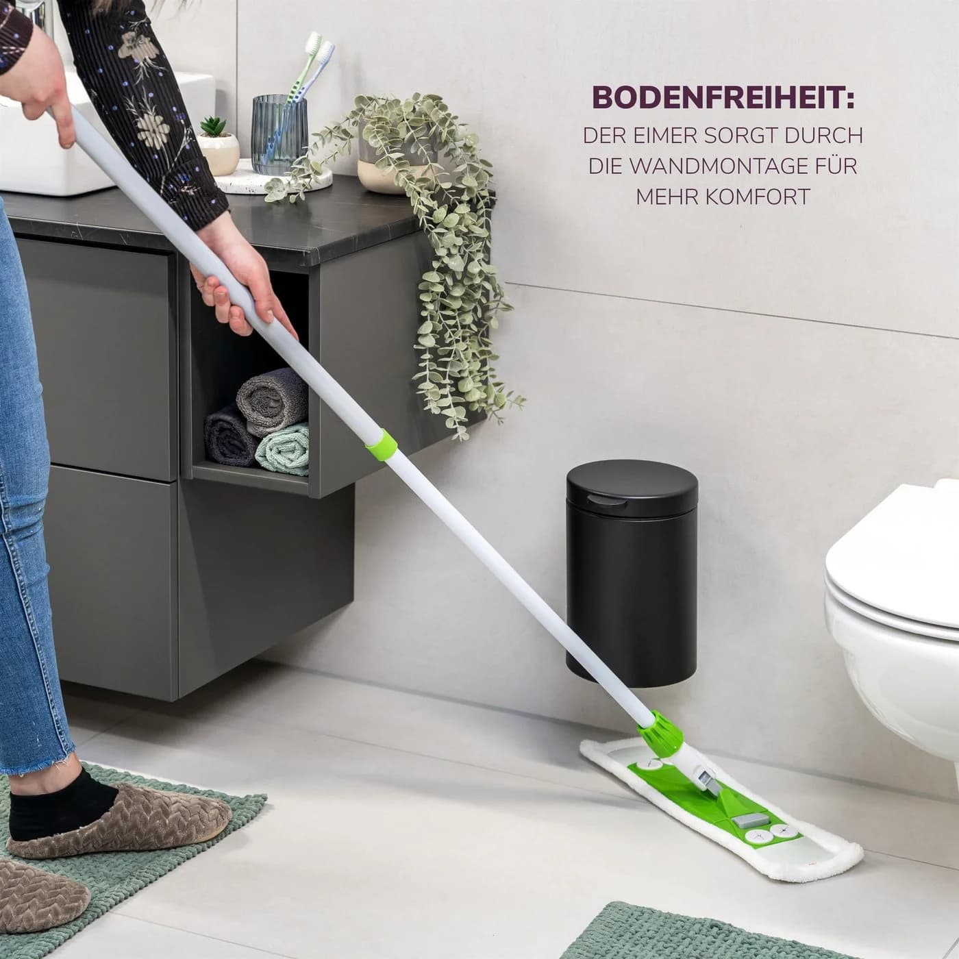 bremermann Wand-Kosmetikeimer 3l Schwarz Softclose - Bild 4