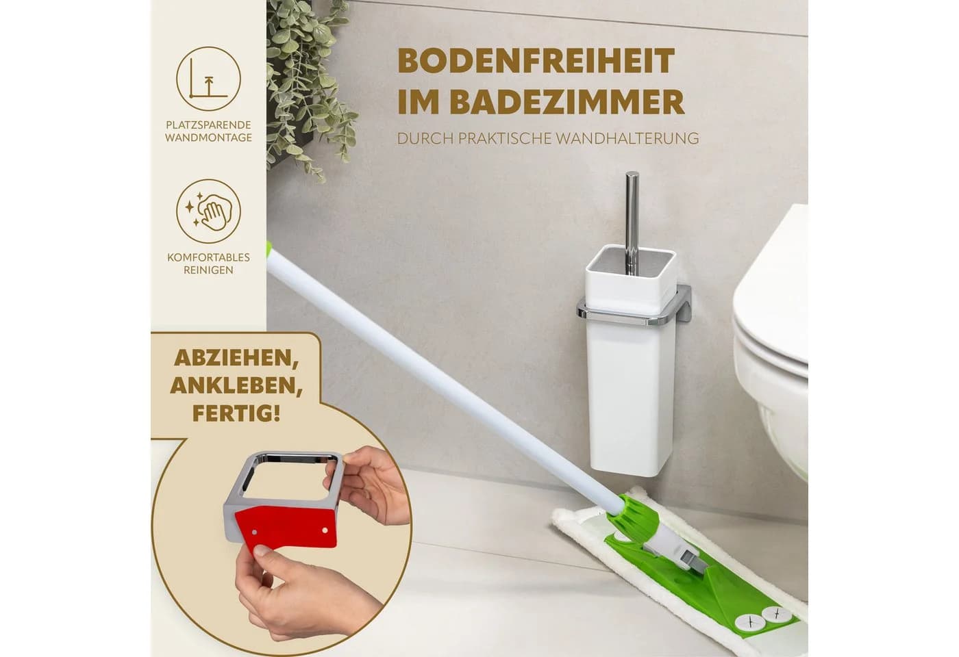 bremermann WC-Garnitur SAVONA mit Wandhalterung Weiß/Chrom - Bild 3
