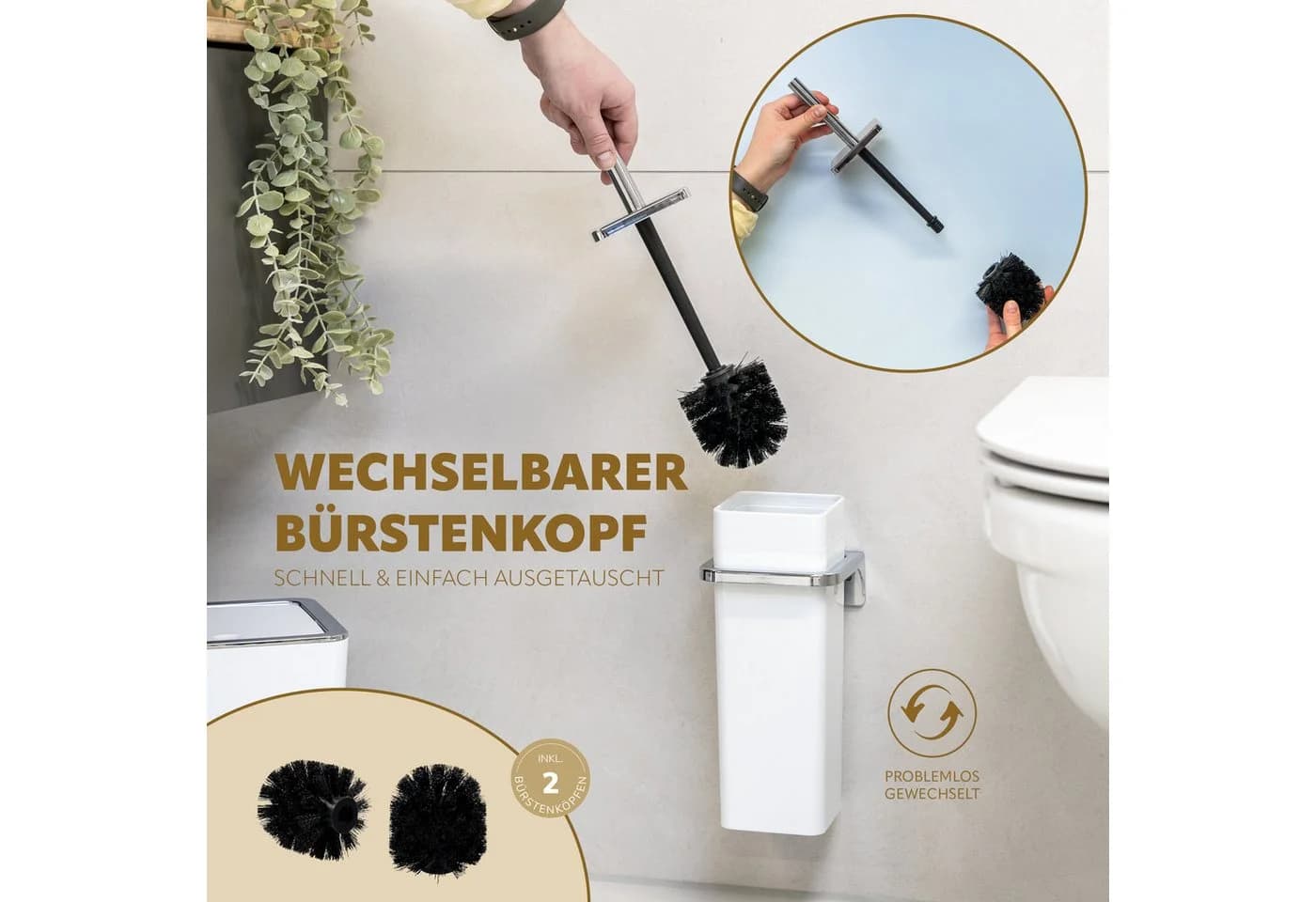 bremermann WC-Garnitur SAVONA mit Wandhalterung Weiß/Chrom - Bild 4