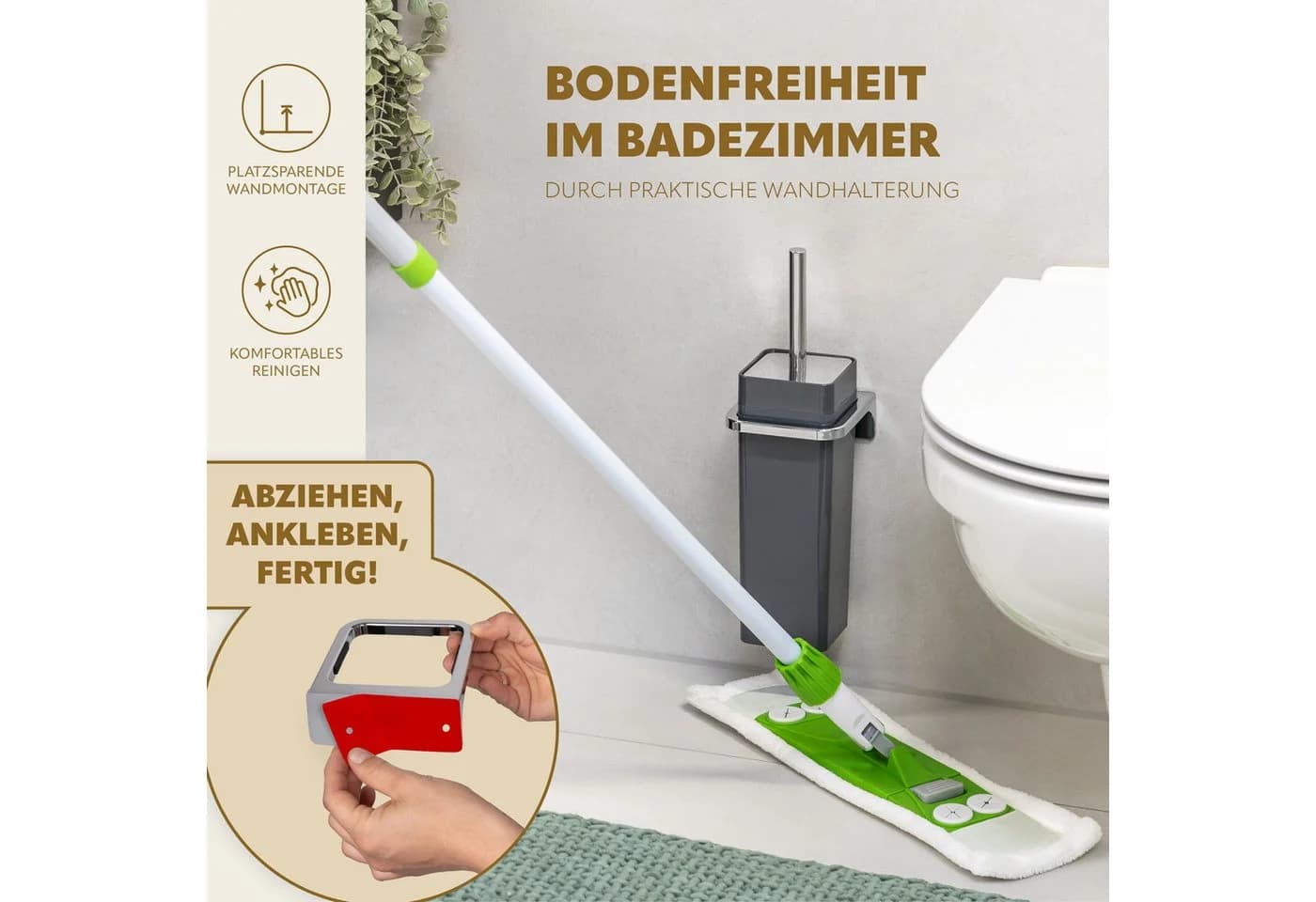 bremermann WC-Garnitur SAVONA mit Wandhalterung Grau/Chrom - Bild 3