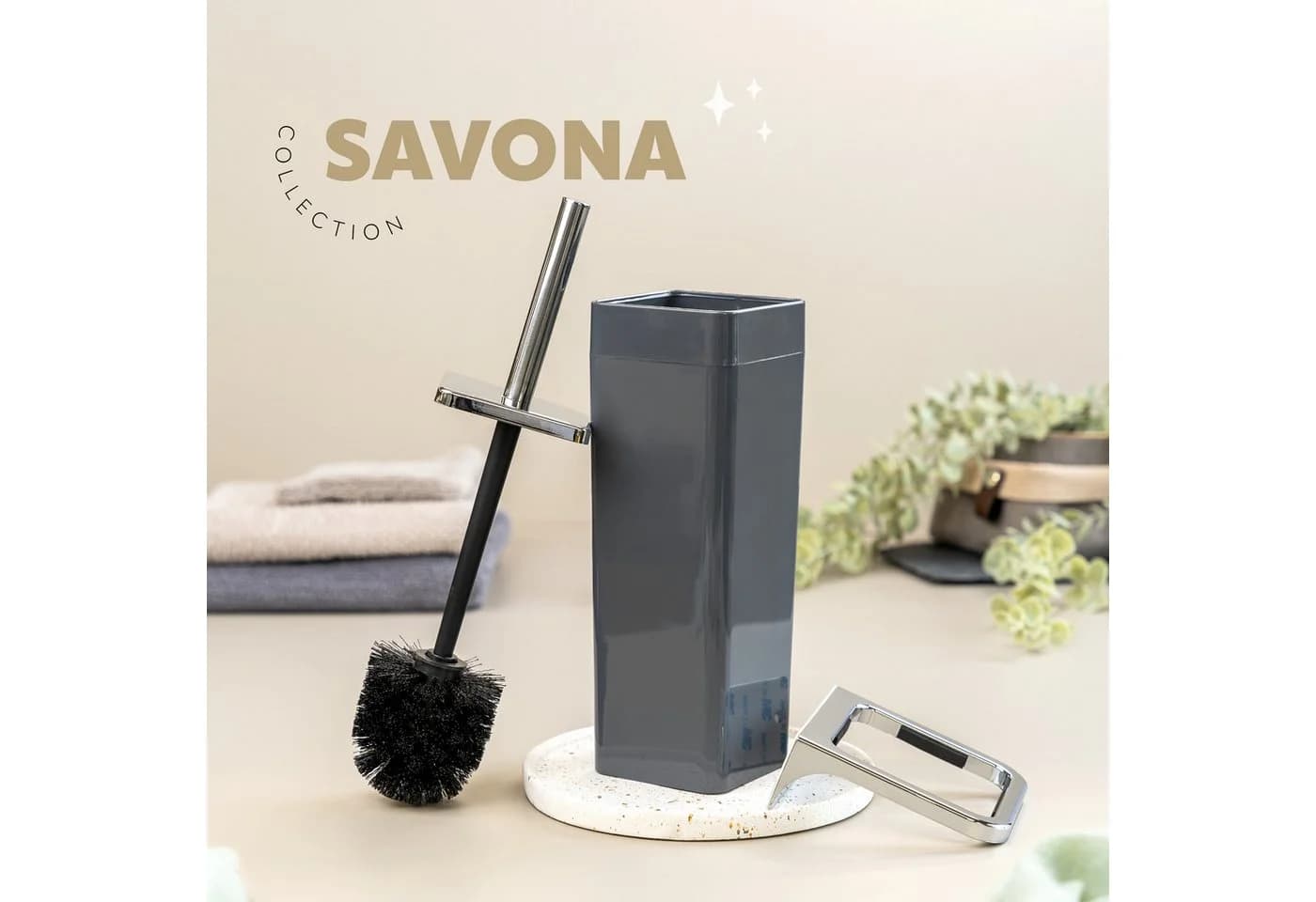 bremermann WC-Garnitur SAVONA mit Wandhalterung Grau/Chrom - Bild 5