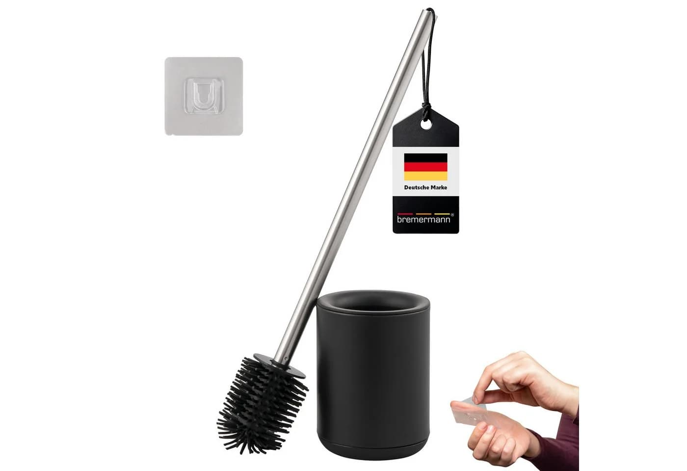 bremermann WC-Garnitur BARBENA mit TPR-Bürste und Edelstahlgriff, schwarz - Bild 2