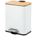 bremermann Kosmetikeimer Treteimer 5L Bambus Metall Weiß Softclose Bild 2
