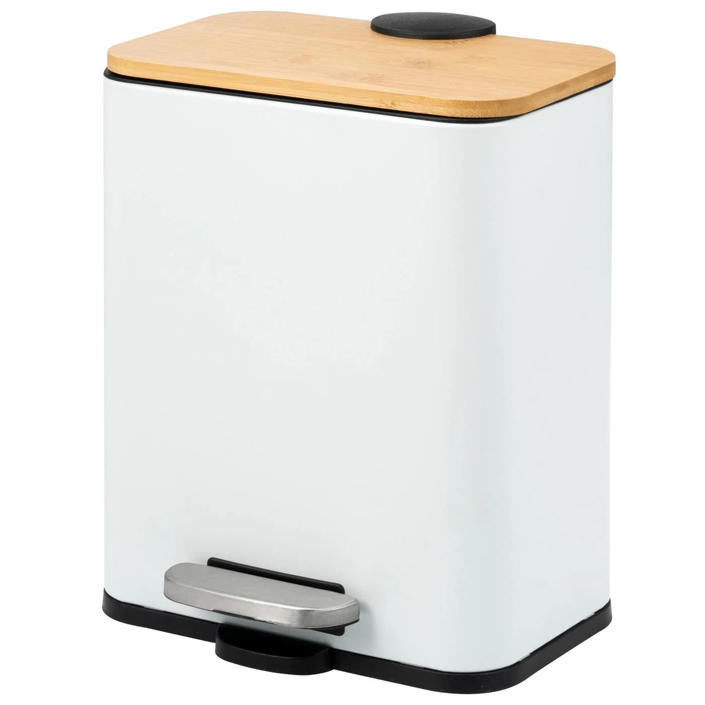 bremermann Kosmetikeimer Treteimer 5L Bambus Metall Weiß Softclose - Bild 2