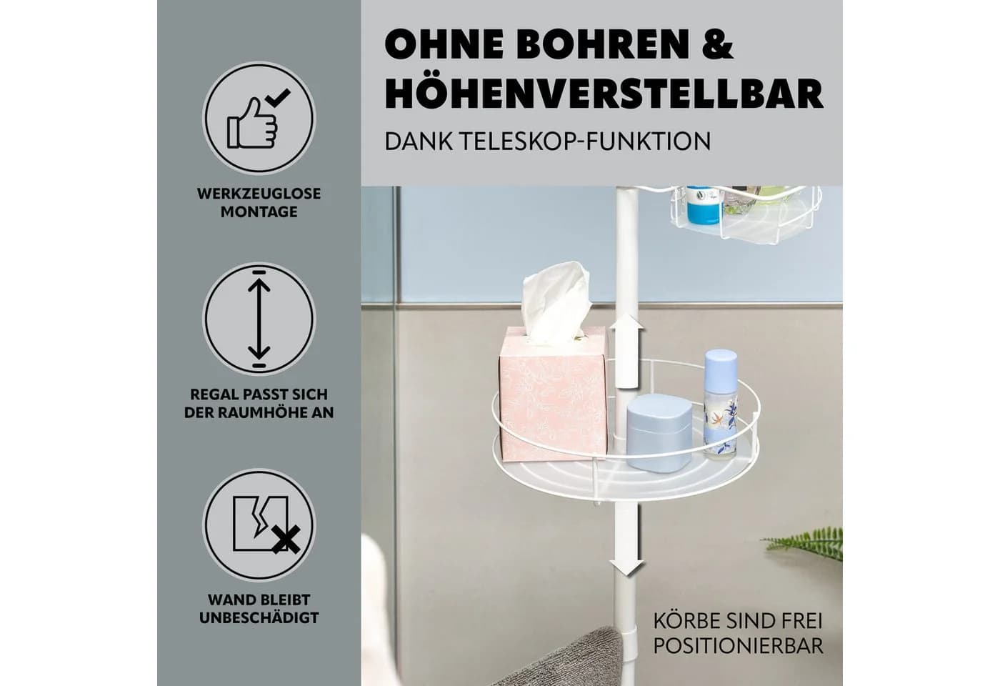 bremermann Teleskop-Badregal Weiß ausziehbar - Bild 3