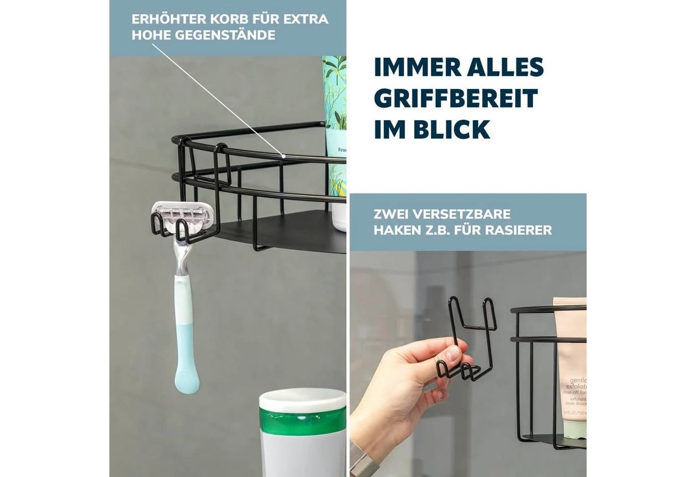 bremermann Teleskopregal 4 Körbe Duschregal Schwarz - Bild 4