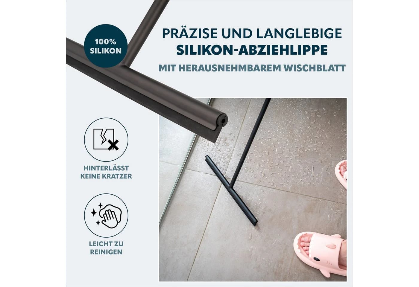 bremermann Wasserabzieher Edelstahl mit Wandhalter Silikonlippe - Bild 4