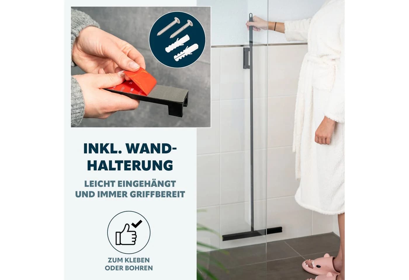 bremermann Wasserabzieher Edelstahl mit Wandhalter Silikonlippe - Bild 5