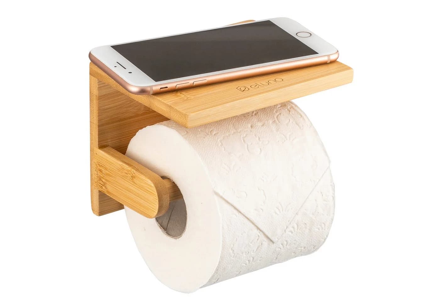 eluno Toilettenpapierhalter mit Ablage aus Bambus - Bild 2