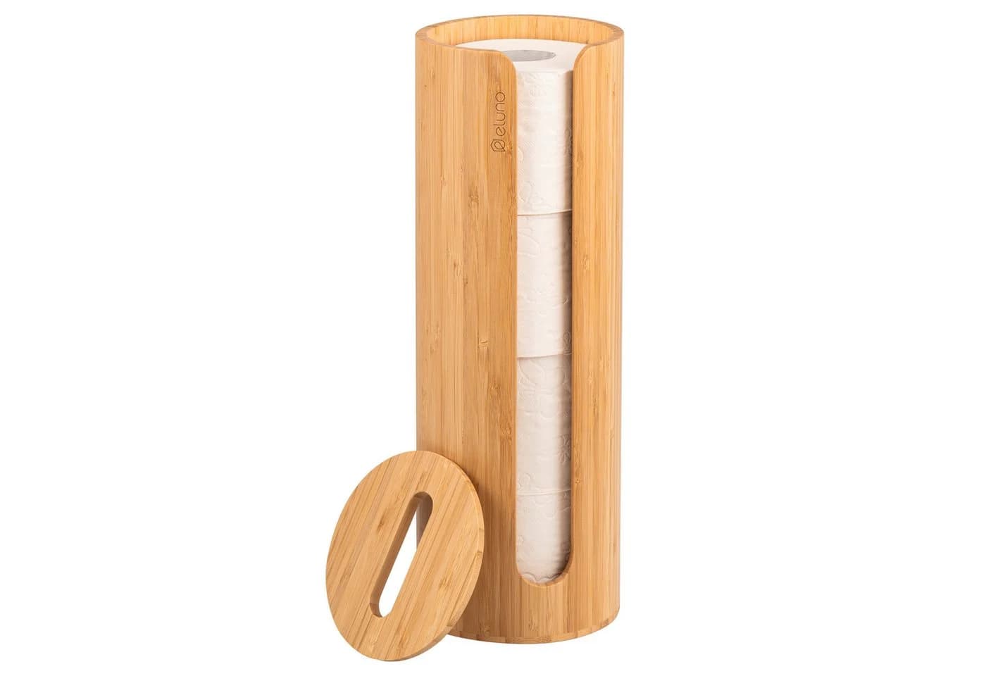 eluno Toilettenpapierhalter Bambus für 4 Rollen mit Deckel - Bild 2