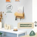 eluno Schlüsselkasten Bambus mit 5 Haken und Ablage Bild 3