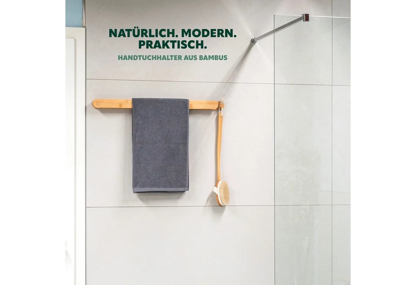 eluno Handtuchhalter Bambus mit extra Haken