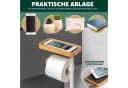 eluno WC-Garnitur Stand-WC-Garnitur 4in1 Weiß Metall Bambus Bild 3