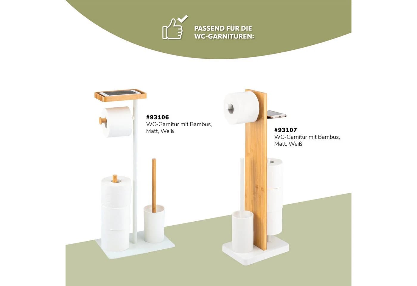 eluno Ersatzbürsten-Set 2x für Stand-WC-Bürste 4in1 Weiß