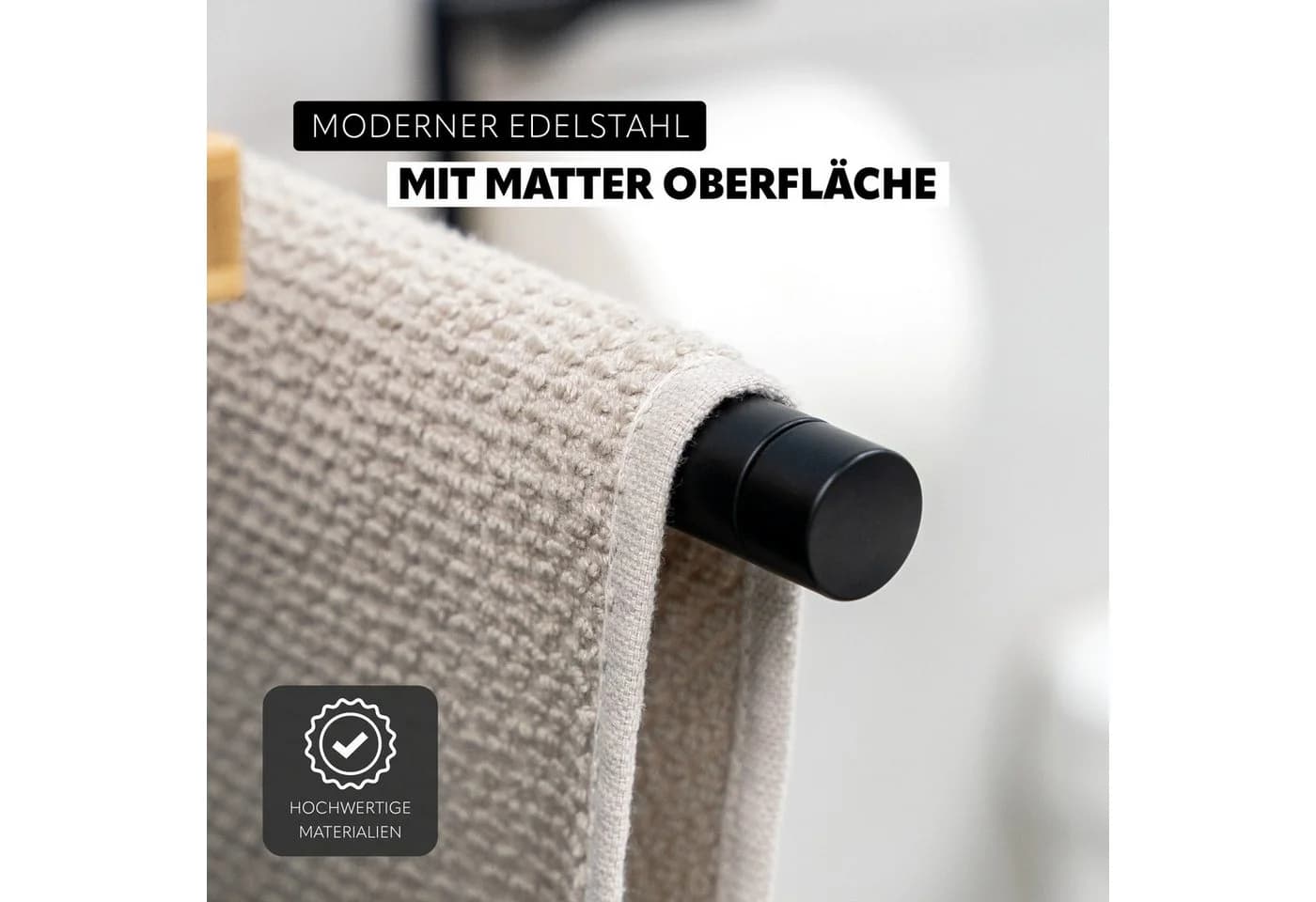 bremermann Teleskop-Handtuchhalter Bad-Serie PIAZZA BLACK aus Edelstahl matt schwarz - Bild 5
