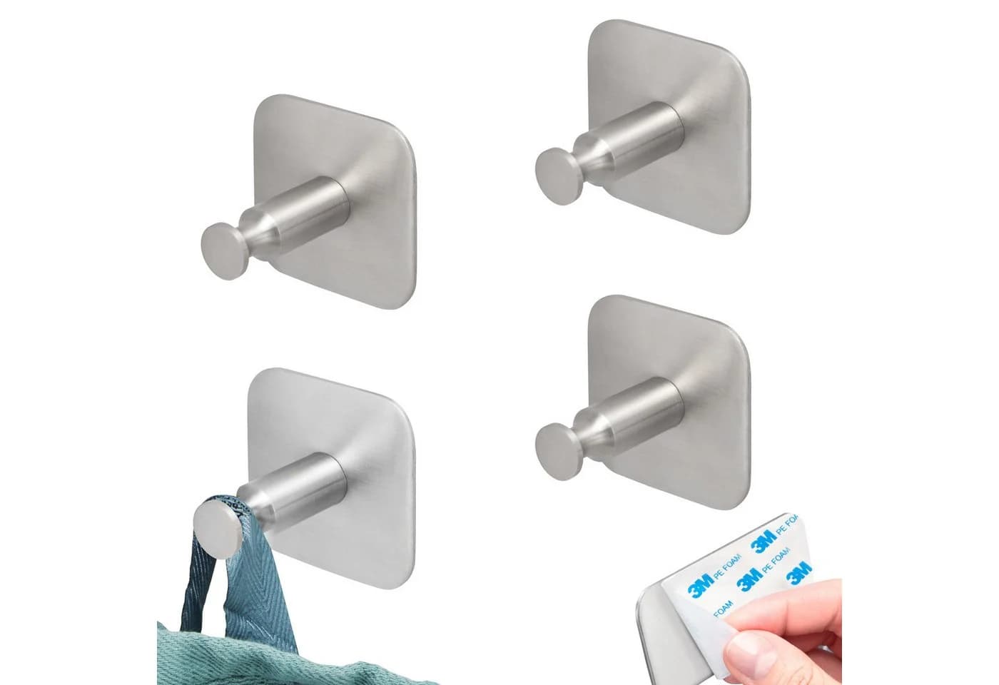 bremermann Handtuchhaken 4er Set PIAZZA TAPE Edelstahl Selbstklebend - Bild 2