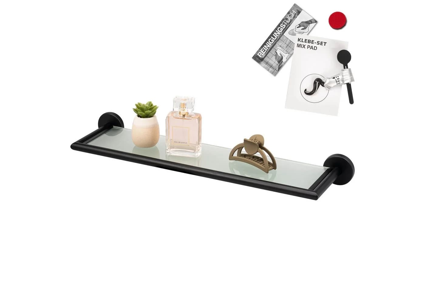 bremermann Wandregal Bad-Serie PIAZZA BLACK Glas Edelstahl matt schwarz - Bild 2