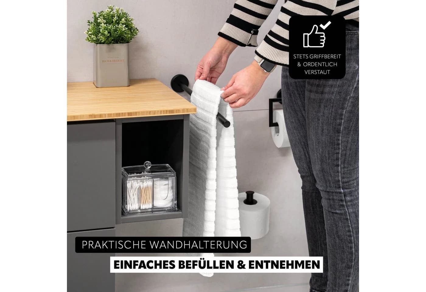 bremermann Teleskop-Handtuchhalter PIAZZA BLACK Edelstahl Matt Schwarz - Bild 3