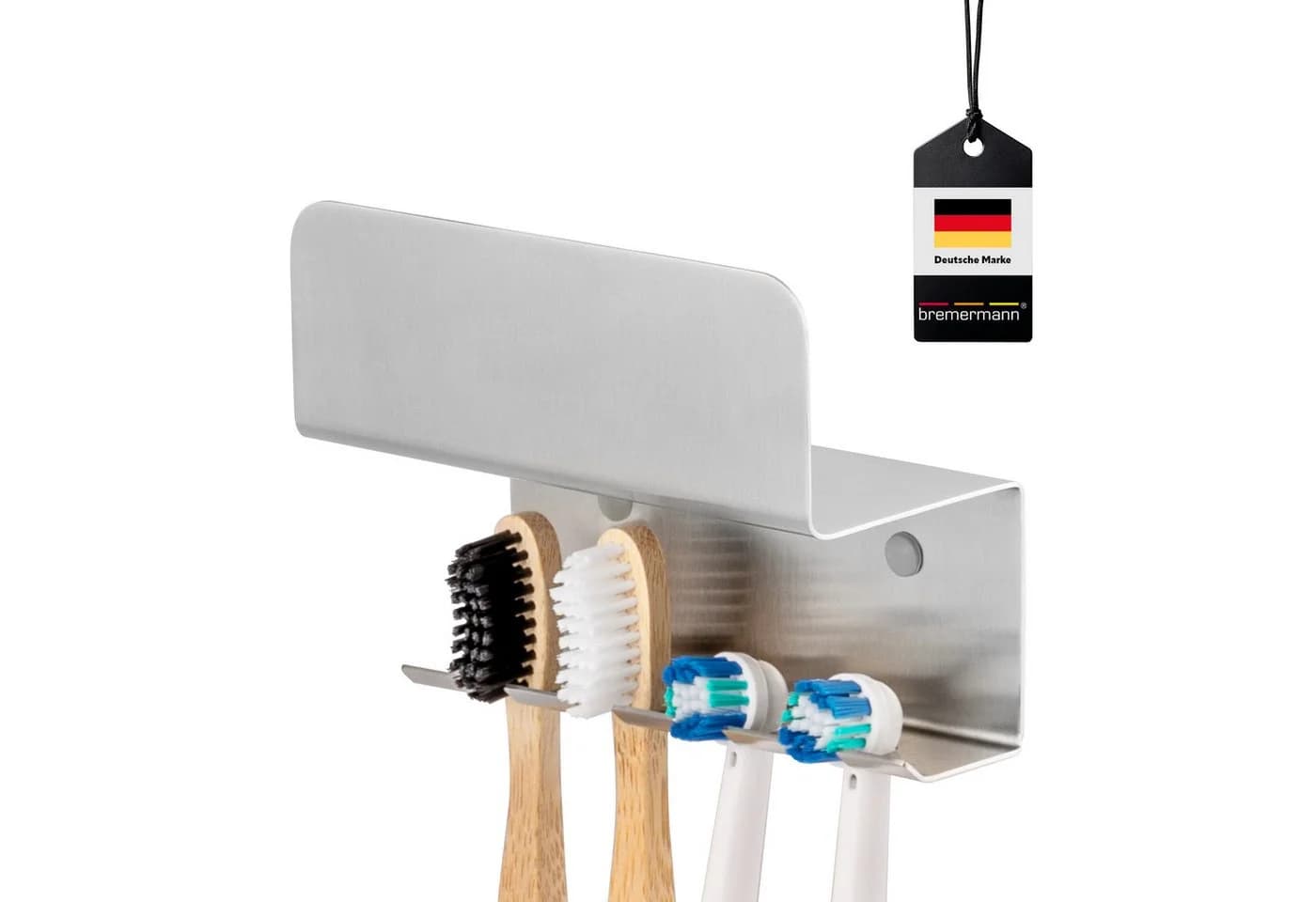 bremermann Zahnbürstenhalter PUREZZA Edelstahl matt mit Ablage - Bild 2