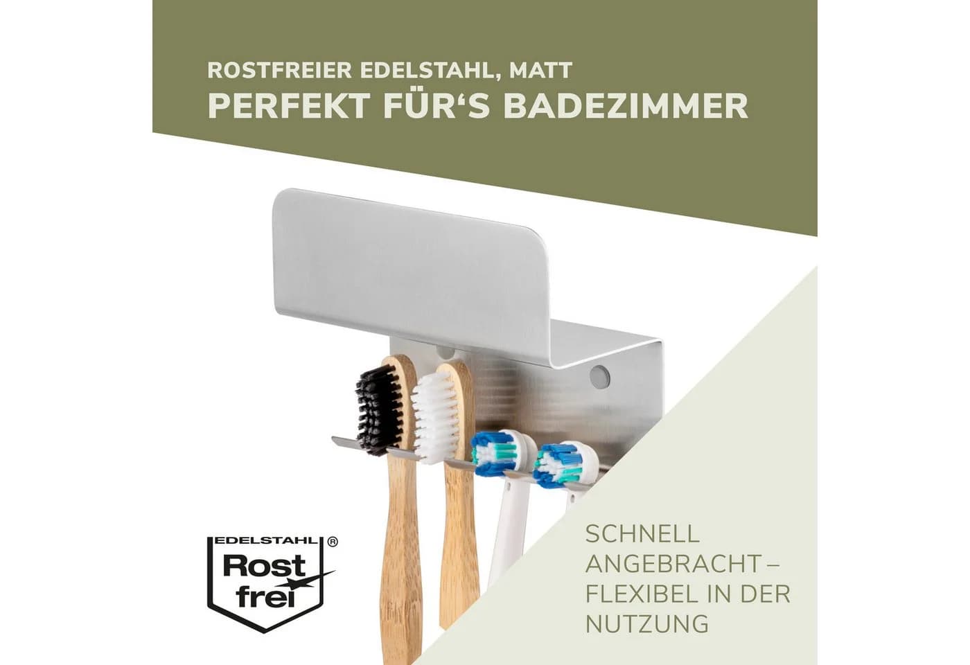 bremermann Zahnbürstenhalter PUREZZA Edelstahl matt mit Ablage - Bild 5