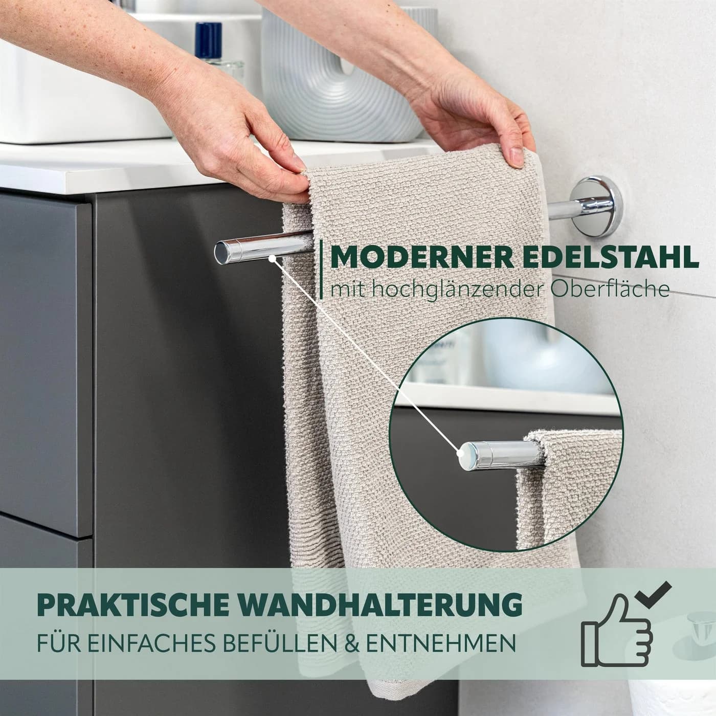 bremermann Teleskop-Handtuchhalter LUCENTE Edelstahl Silber - Bild 3