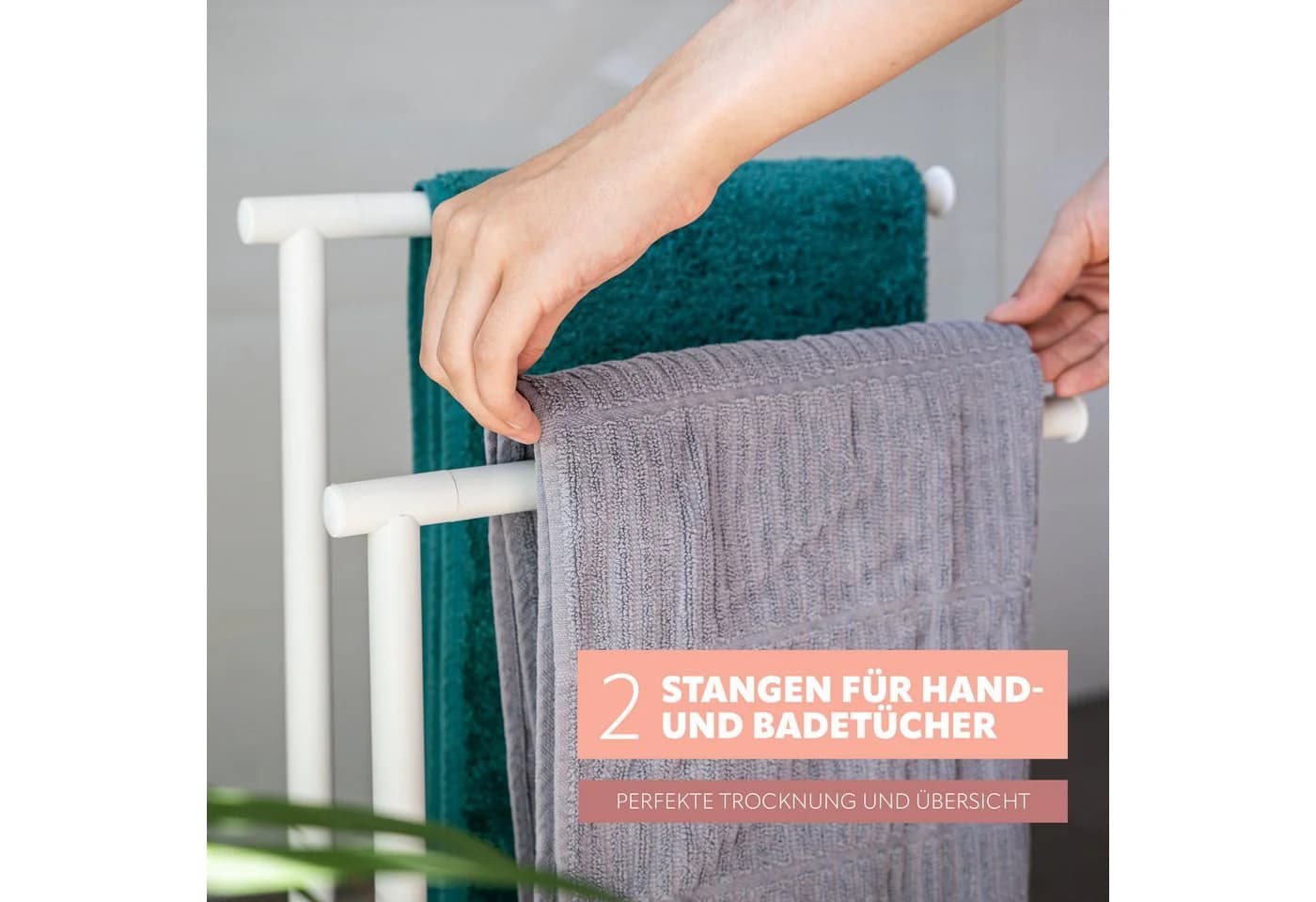 bremermann Handtuchständer Freistehend 2 Stangen Weiß - Bild 3