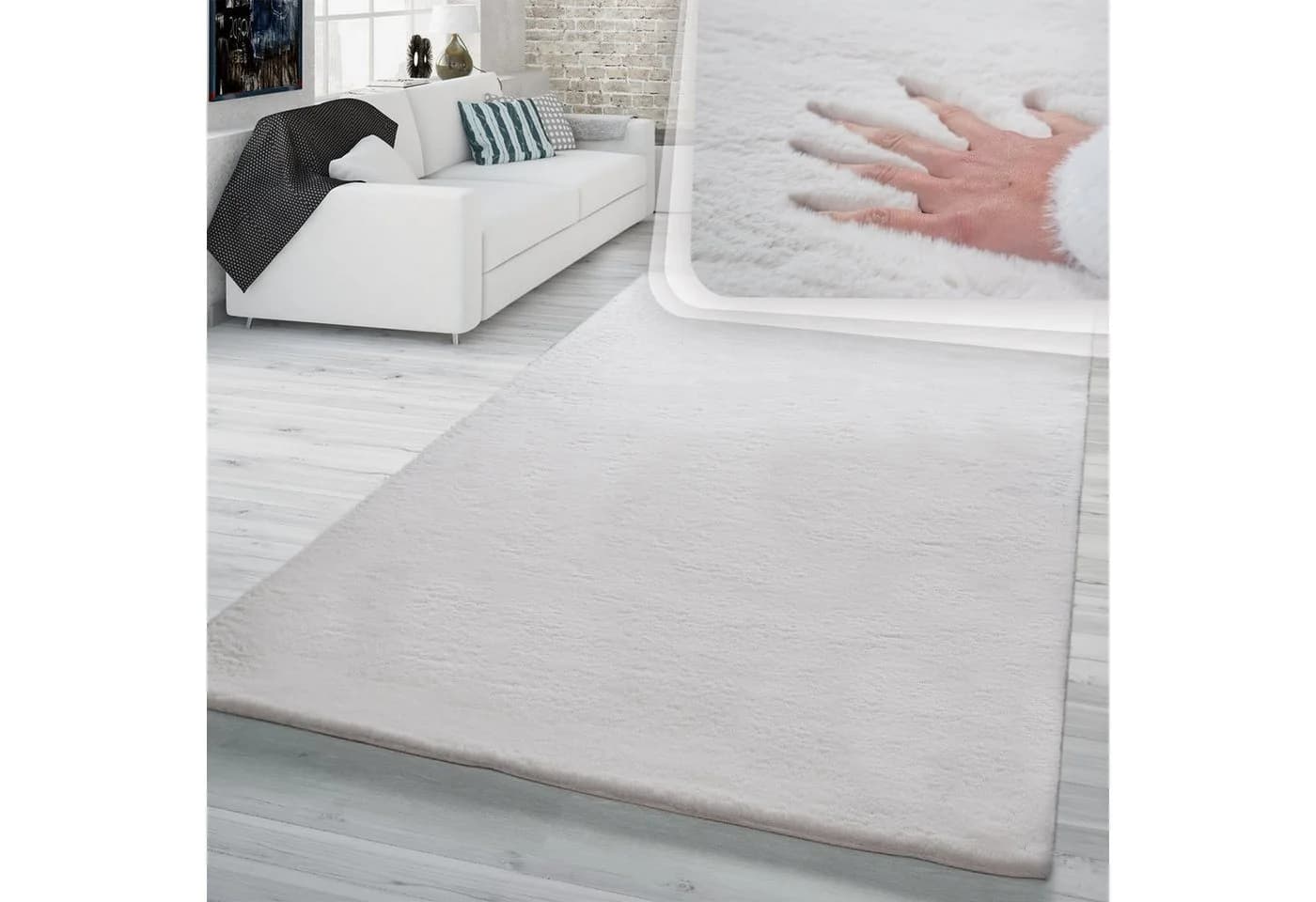 TT Home Hochflor Teppich Kunstfell Beige Rechteckig - Bild 3