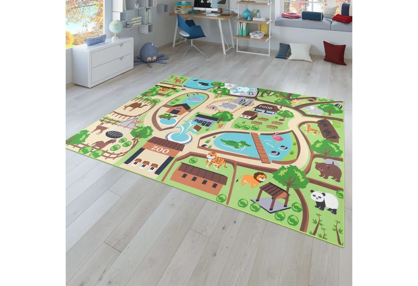 TT Home Kinderzimmer-Teppich Beige Großstadt-Motiv Polyamid - Bild 2