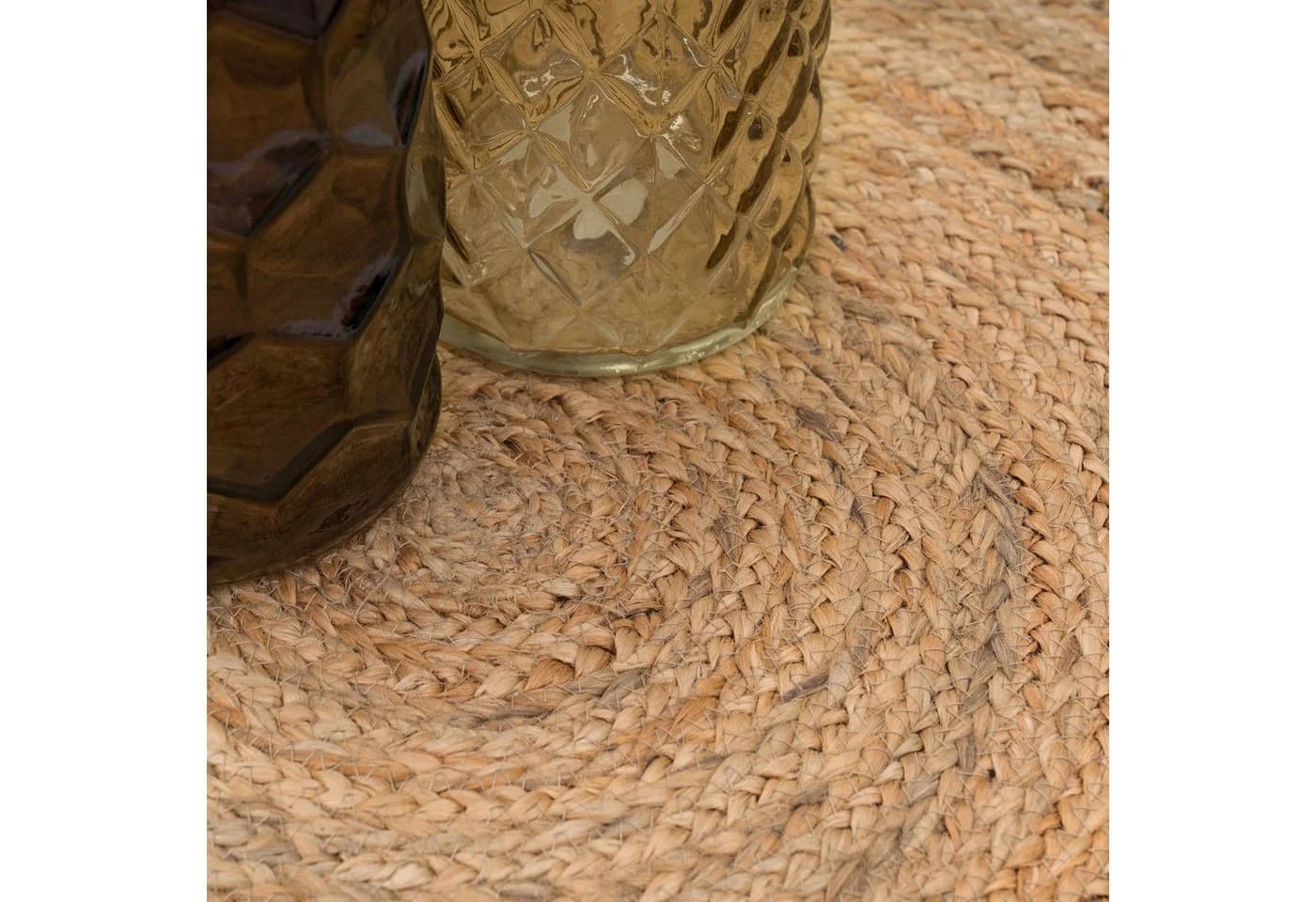 TT Home Jute Teppich Rund Unifarben Natur Kurzflor - Bild 4