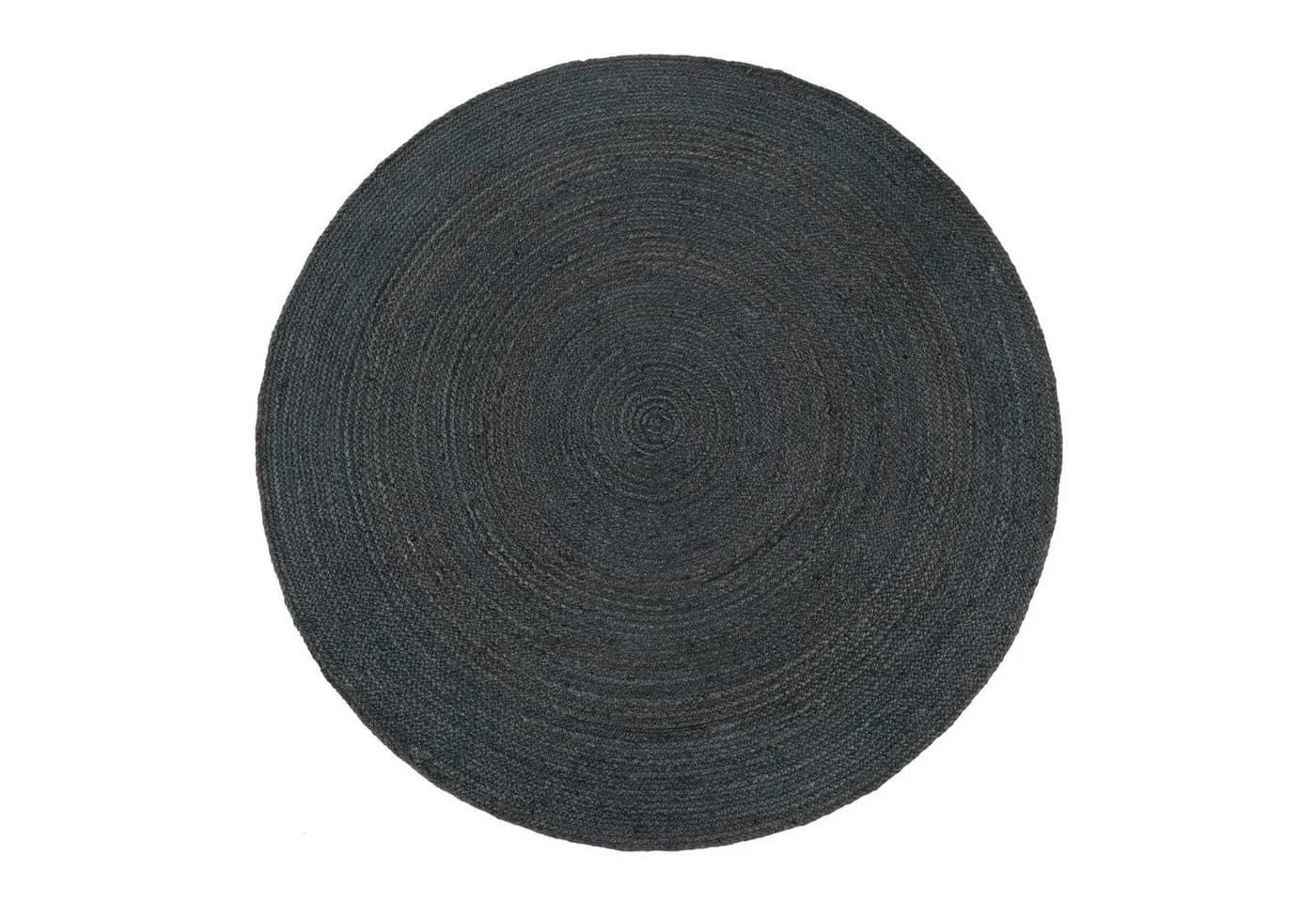 TT Home Rundteppich Jute Anthrazit Handgefertigt Kurzflor