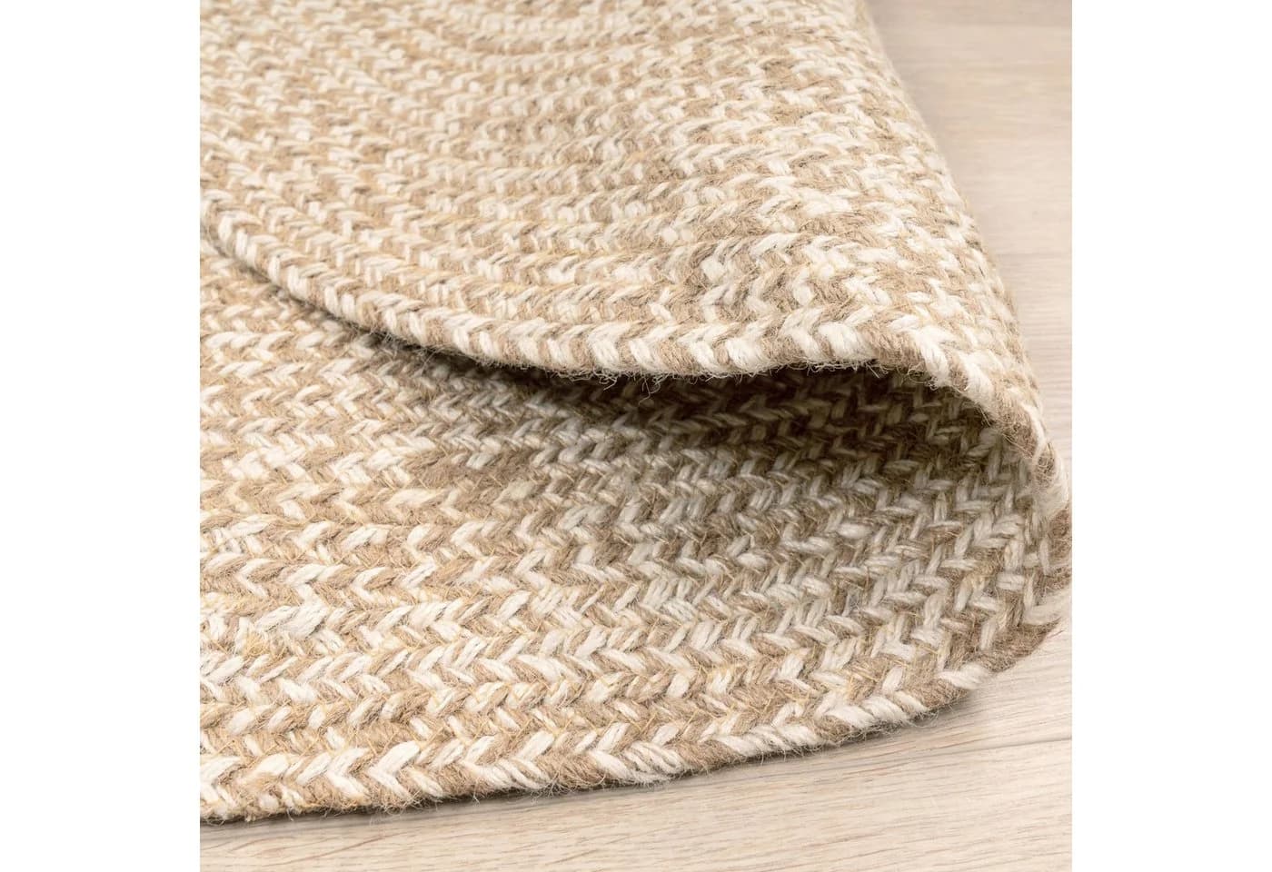 TT Home Teppich Rund Jute Beige Kurzflor Cut-Out