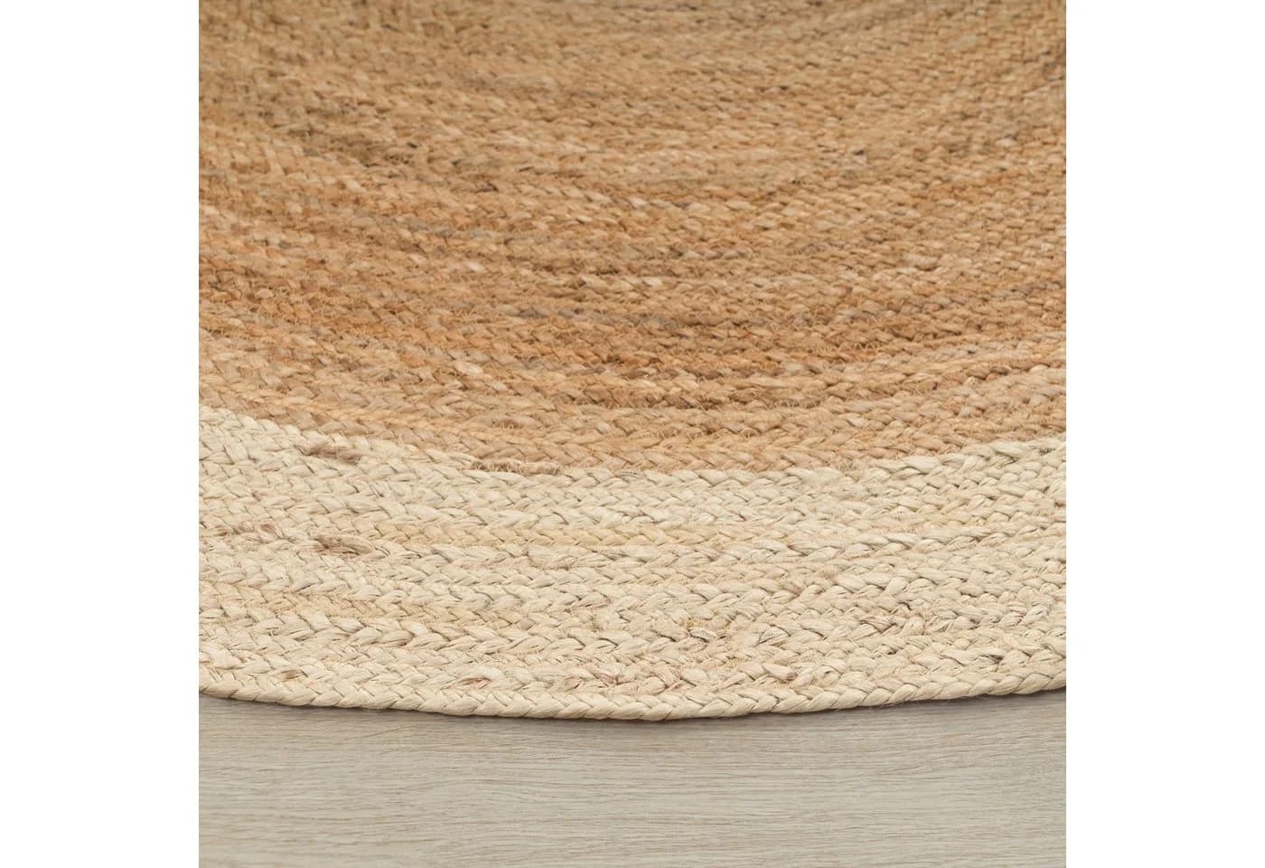 TT Home Teppich Rund Jute Elfenbein Cut-Outs Kurzflor - Bild 4