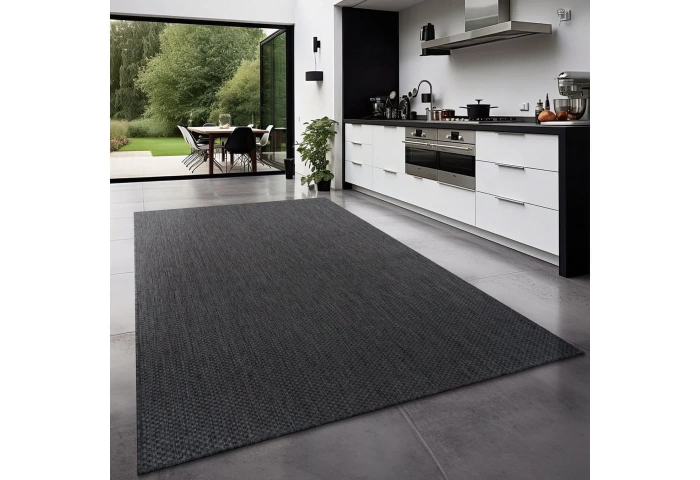 TT Home Teppich Rechteckig Anthrazit Wetterfest Polypropylen - Bild 2