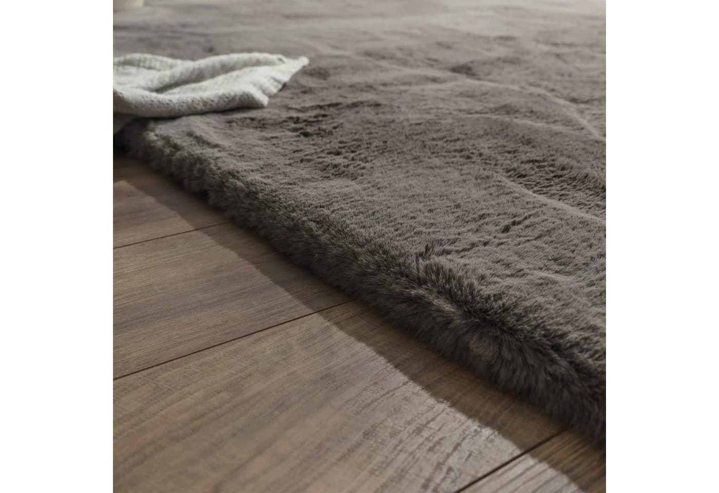 TT Home Teppich Rechteckig Hochflor Wohnzimmer Langflor Soft Kaninchenfell Imitat Anthrazit - Bild 5