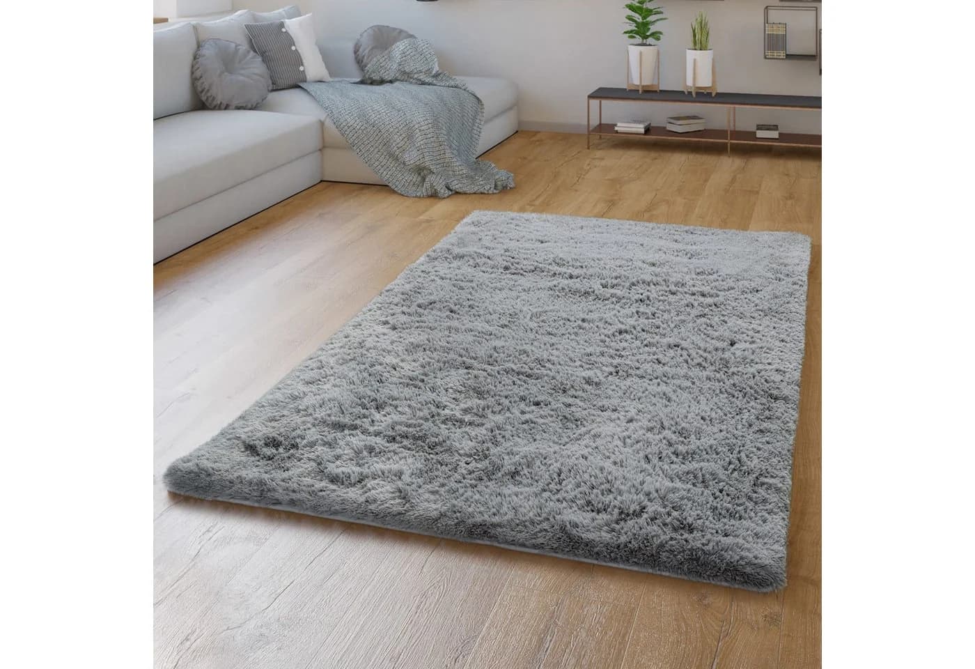 TT Home Teppich Rechteckig Hochflor Langflor Weich Soft Modernes Einfarbiges D